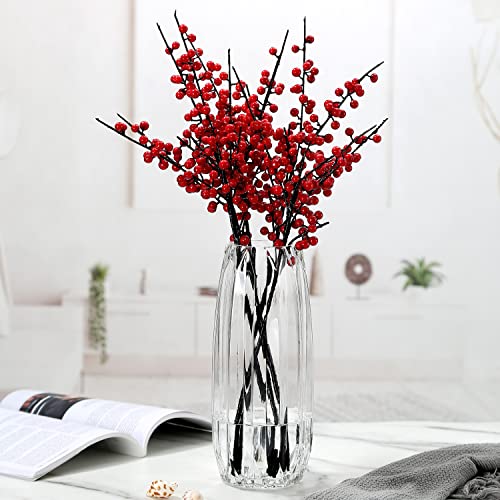 Modern Ribbed Glass Vase for Flowers, Candles and Decorative Accents - Black, Grey, Amber, Clear and Colored Tall/Short Vase for Centerpieces and Home Table Decor (Clear, H-11.8inch) - color: Clear, size: H-11.8inch