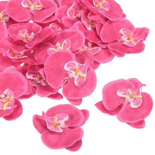 PATIKIL 9cm/3.5" Artificial Orchid Flower Heads, 20 Pack Silk Phalaenopsis Fake Butterfly Orchid Heads for Wedding Floral Bouquet Decor DIY Craft Making, Fuchsia - color: Fuchsia, size: 3.5"