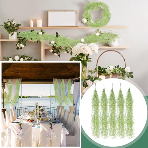 Cindeer 24 Pack Fake Spanish Moss Artificial Hanging Decoration Bulk Faux Greenery Moss Garland for Potted Wall Living Room Indoor Outdoor Decor(43 Inch,Green) - color: Green, size: 43 Inch