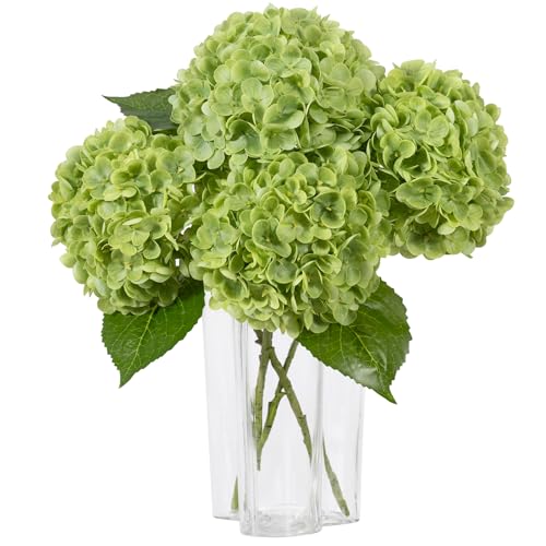 DuHouse 4Pcs Large Hydrangea Artificial Flowers,20 inch Latex Real Touch Hydrangeas Lifelike Hydrangea Flower for Home Wedding Bouquets Centerpieces Party Living Room Decoration(Green) - color: Green, size: 4pcs