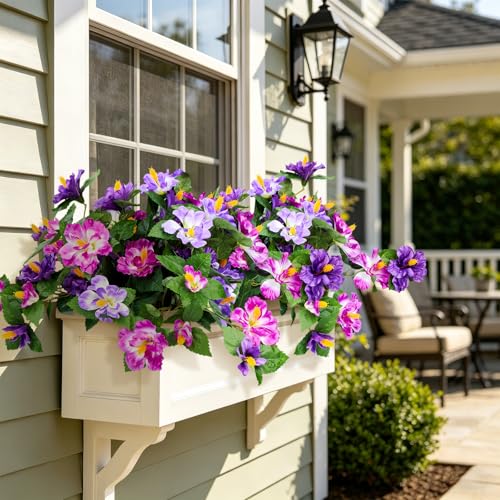 INXUGAO Artificial Flowers for Outdoors Indoors,2 Big Bunches Fake Hibiscus with Realistic UV Resistant Silk Flower Fabric Leaves,Faux Plants Outside for Patio Garden Yard Poch Decor (Purple,Fuchsia) - color: Hibiscus Dk. Purple & Lt. Purple & Fuchsia