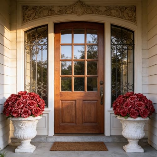 INXUGAO Artificial Flowers Fake Roses for Outdoor, 10Pcs 28" Long Stem Silk Red Roses for Wedding Indoor Outside Party Decor, Realistic Faux Bouquet for Tall Vase Planter - color: Rose-red 10 Pcs