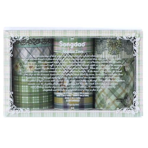 10 Rolls Vintage Floral Washi Tape Set Pastel Plaid Arts Adhesive Tapes Soft Colors Decorative Masking Tape Sets for Craft, Kids, Scrapbook, DIY, Gift Wrapping (Green Garden) - color: Green Garden