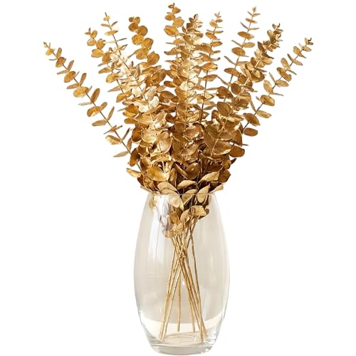 40 Pcs Decor Fake Eucalyptus Leaves for Christmas Decor Gold Leaf Artificiales para Table Wedding Home Room Office Decoracion (20inch) - color: Gold-c