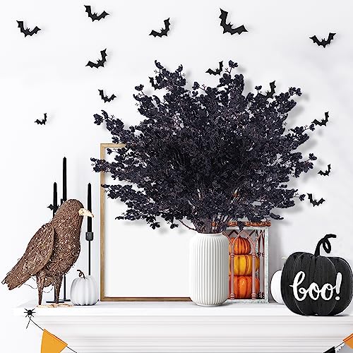 Sggvecsy 15 Pcs Babys Breath Artificial Flowers Gypsophila Bouquets Bulk Real Touch Fake Silk Flowers for Home Halloween Wedding DIY Floral Arrangement Table Centerpiece Festival Decoration (Black) - color: Black, size: 15Pcs