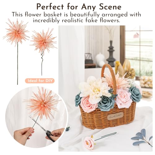 Artificial Flowers Combo Box Dusty Blue Pink Artificial Flowers for DIY Tables Centerpieces Baby Shower Bridal Shower Wedding Bouquet Party Decor - color: Pastel Daisy