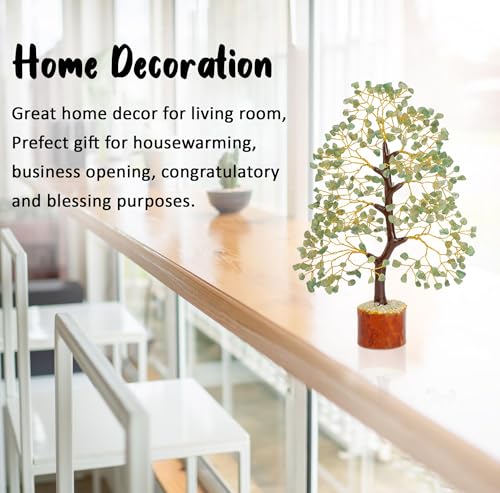 Crocon® Green Jade Crystal Tree of Life, Birthday Gifts for Women & Men, House Decor for Shelf Healing Crystals, Spiritual Gift Sage Green Decor, House Warming Gifts New Home, Present for Mom, Sister - color: Green Jade (Golden Wire)