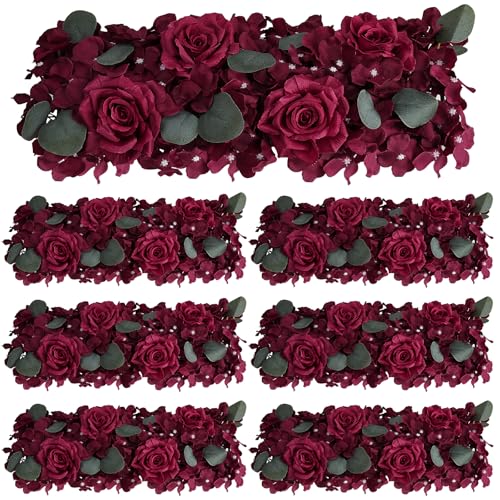 Pack of 6 Artificial Flower Wedding Arch Decorations, 18 inch Floral Centerpieces for Party Bridal Shower Event Table Wall Arrangement - Burgundy - color: Burgundy, size: Pack of 6 Flower Arrangements