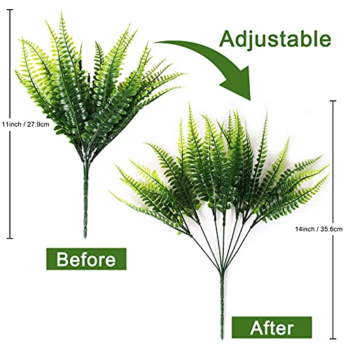 Coreland Outdoor Artificial Boston Fern Plants Bushes 20Packs Faux Plants Shrubs Greenery UV Resistant for House Office Garden Décor - color: 20 Pcs