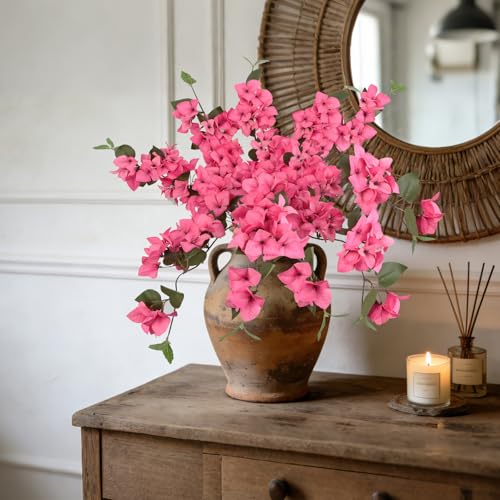 Faux Bougainvillea 8 PCS Realistic Artificial Bougainvillea 29.9" Silk Flowers Long Stem Flowers for Tall Vase Home Wedding Centerepieces Decor (Pink) - color: Pink