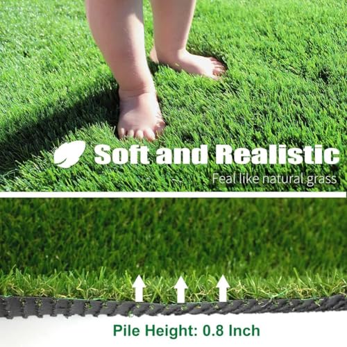 Petgrow Realistic Synthetic Artificial Grass Turf 0.8inch,Thick Faux Fake Grass Indoor Outdoor Landscape Lawn Pet Dog Turf Carpet for Garden Backyard Balcony - size: 5FTX7FT