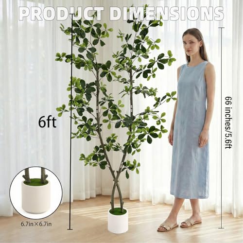 6ft Fake Olive Tree Artificial Indoor,Artificial Olive Tree with Pot,Large Olive Branches,for Home Office House Living Room Decor. - color: 6ft