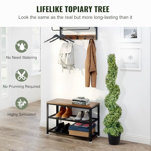 VEVOR Artificial Boxwood Spiral Topiary Trees, 4ft Tall (2 Pieces) Faux Plant Outdoor, All-Year Green Fake Plant with Replaceable Leaves for Decorative/Indoor/Porch/Garden - size: 4ft