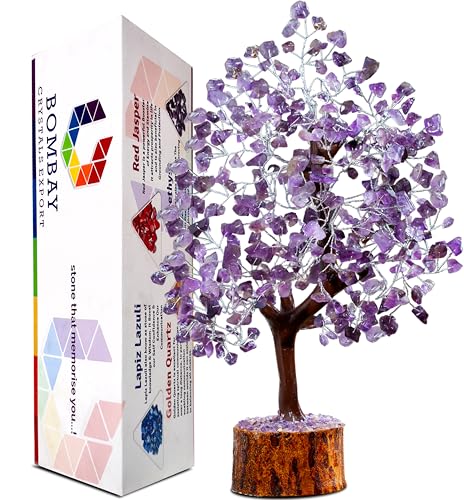 Amethyst Crystal of Life with Silver Wire, Feng Shui Gemstone Bonsai Chakra Tree for Healingof Life Decor, Spiritual Crystal Gifts for Women and Men, Moneyfor Meditation and Reiki - color: Amethyst