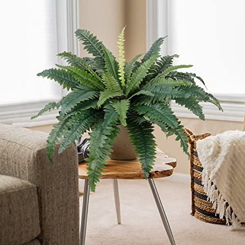 Dremisland Artificial Ferns for Outdoors 30" Fake Ferns Artificial Boston Fern Bush Set of 2 Large Hanging Faux Fern Artificial Bush Plants for Outdoors Planter Indoor Home Garden Porch Decor