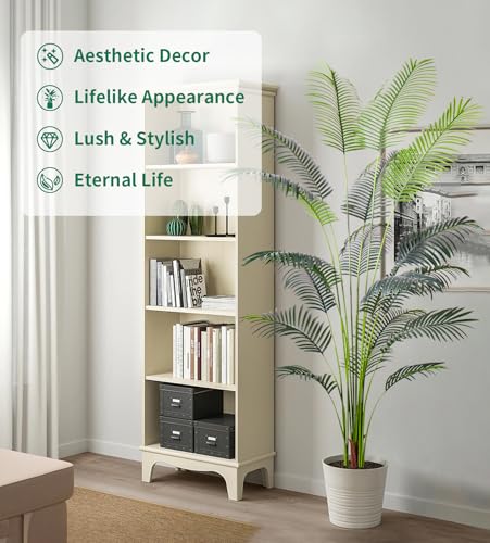 Artificial Golden Cane Palm Tree 7Feet Faux Plant for Home Decor Indoor Outdoor Faux Areca Palm Tree in Pot for Home Office Perfect Housewarming Gift with Adjustable Trunk - size: 3ft 1in