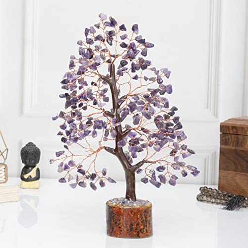 Crocon® Amethyst Crystals Tree, Birthday Gifts for Women & Men, Purple House Decor for Shelf Healing Crystals, Spiritual Gift Purple Decor, House Warming Gifts New Home, Birthday Gift for Mom Sister - color: Bg Amethyst (Copper Wire)