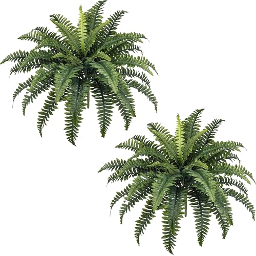 FOREST PRINCE 35" Ferns Artificial Bush Plants Large, 2 Artificial Boston Ferns with 39 Fronds for Outdoors Home Decor - color: 35" 2 Pcs