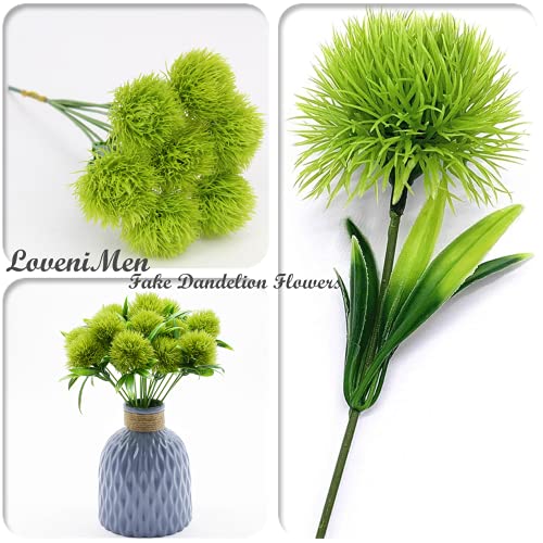 Artificial Dandelion Flowers (Green 10 Pcs) Plastic Plants Shrubs Bushes Fake Grass Wedding Indoor Outdoor Home Garden Verandah Centerpieces Arrangements Party Decoration Planting Filler - color: Dandelions Green/ 10 Pcs