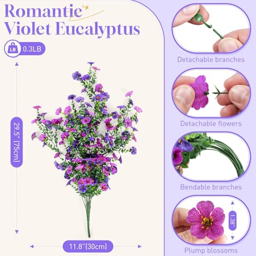 BlessedSeason 2 Pcs Artificial Hanging Flowers, UV Resistant Fake Flowers with Flexible Stems, Full Bundle Faux Flowers for Outdoor Planters, Zero Maintenance for Patio, Garden, Balcony, Double Purple - color: Double Purple, size: 2 PCS