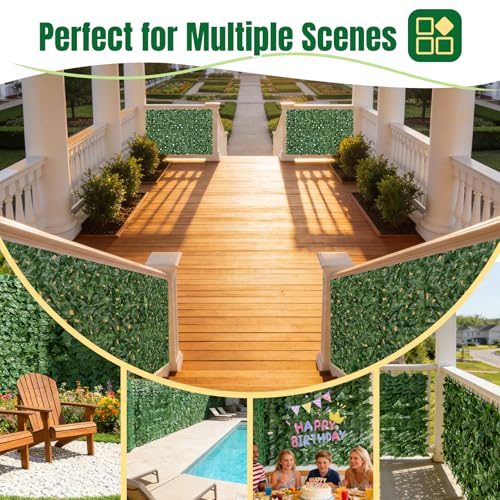 KASZOO Artificial Ivy Privacy Fence Screen - 120x40in Artificial Faux Privacy Fence Panel Artificial Green Wall Balcony Privacy Screen Decoration for Patio, Balcony, Wall, Backyard Indoor Outdoor - size: 120 in x 40 in - Maple Leaf