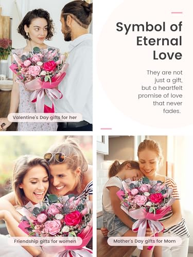 Polylove Flowers for Delivery Prime Forever Flowers Bouquet Preserved Roses Bouquet Flower Gift for Women Wife Mother Day Graduation Birthday (Hot Pink, Medium) - color: Hot Pink, size: Medium