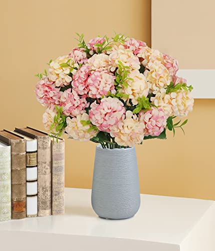 4 Bundles Small Hydrangea Artificial Flowers, Silk Fake Flower Bouquet for Wedding Party Home Decor, 1 Bundle of 10 Heads (Champagne Color) - color: Champagne
