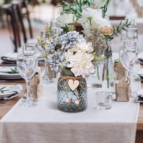 LUEUR Fake Flowers with Vase, Silk Roses Artificial Flowers in Vase Faux Flowers Arrangement Suitable for Home Kitchen Living Room, Fall Spring Decor for Office, Centerpiece Table Decorations - color: White-dahlia