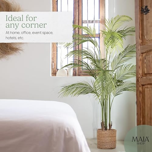 Maia Shop 5ft 11in Artificial Palm Tree Plant for House, Apartment or Office – Realistic Fake Indoor Plants for Living Room, Kitchen, Bedroom, Entryway or Bathroom – Faux Greenery for Home Décor - color: Palm, size: 6ft
