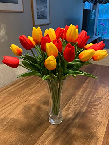 Beferr 18Pcs Tulips Artificial Flowers Faux Tulip Real Touch Tulip Fake Flowers Bouquets Arrangements for Mothers Day Spring Easter Wedding Home Table Decor - color: I-18pcs-6colors-colorful, size: 18PCS