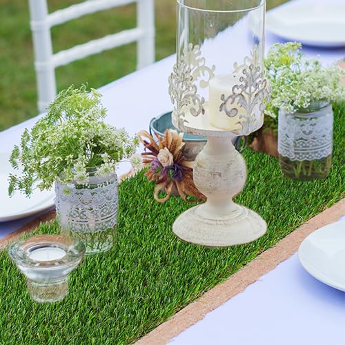 GLOBREEN Artificial Grass Table Runner 72 Inches for Easter Golf Party Decorations - Green Faux Turf Table Centerpiece for Wedding Birthday Dining Baby Shower - size: 12" x 72"/1PCS