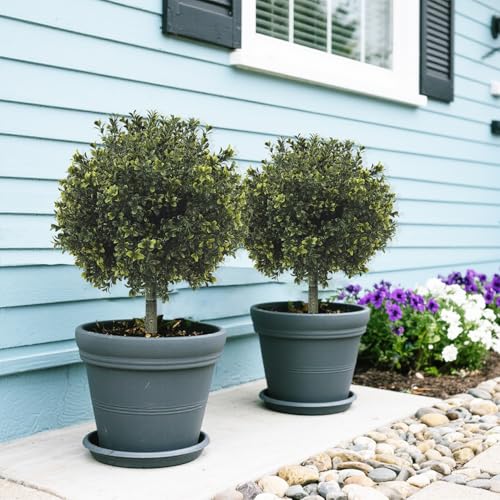 Artificial Boxwood Topiary Ball Tree with Ground Spike, Set of 4 Artificial Shrub Bushes, Fake Evergreen Tree for Porch, Artificial Plants for Outdoor Planters Indoor UV Resistant - color: 4pcs-boxwood-ball