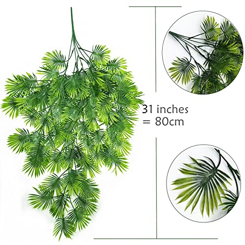 PASYOU Artificial Hanging Vines Plants, Fake Tropical Ivy Plant Faux Greenery Fan Leaves Vine Plastic Foliage Boston Fern Leaf for Indoor Outdoor Garden Wedding Party Christmas DIY Decoration 4 Pack - color: Tropical Greenery Vine/ 4 Pcs