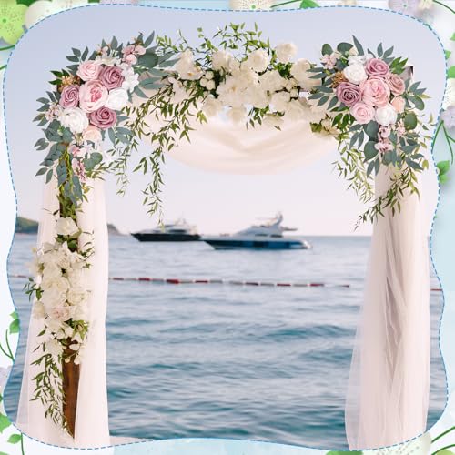 Wedding Arch Decorations 2 Pack - Reusable Artificial Hanging Flowers Floral Swag Greenery Garland for Wedding Welcome Sign Backdrop Bridal Ceremony Reception Backdrop Decoration, Baby Shower - color: Pink