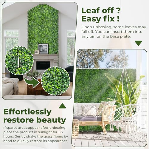 Artificial Grass Wall Backdrop: 10"x 10"(26P) Boxwood Faux Green Wall Panels for Interior Wall, Greenery Wall,Garden and Indoor Outdoor Plant Decor - size: 10"x10" (26 Panels)