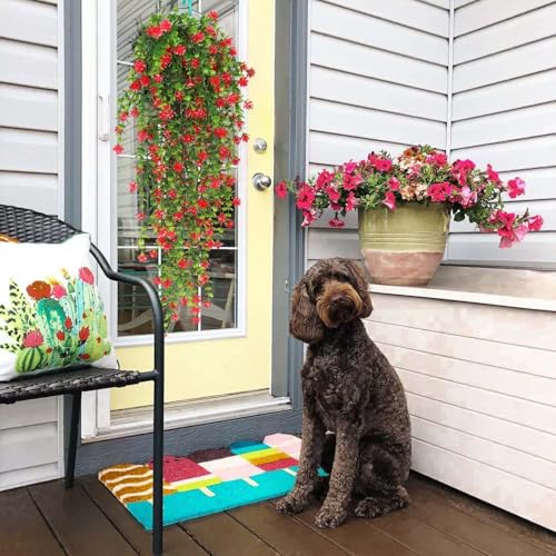 76cm Artificial Eucalyptus Flower Rattan Green Fake Plant Lvy DIY for Indoor Outdoor Wall House Weddings Patios Porches Decor (Red) - color: Red