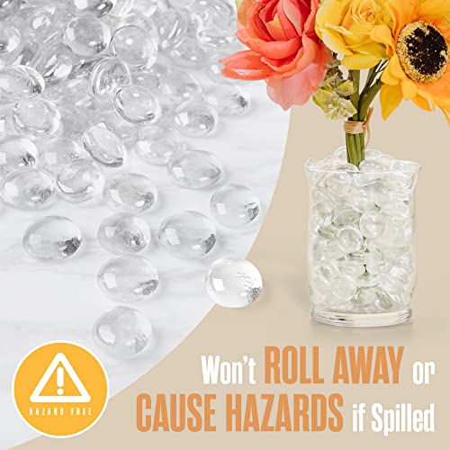 Houseables Glass Marbles, Glass Beads for Vases, Marbles for Vases, 5LB, 500-600, Clear Beads, Clear Gems, Fillers for Centerpieces, Decorative Rocks, Flat, Stones, Pebbles, Crafts, Plants, Fish Bowl - color: Clear, size: 5LBS