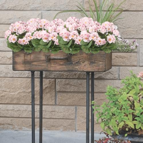CISDUEO 2 Pcs Artificial Flowers for Outdoors Silk Geraniums Outside Pink Bush Faux Flowers Geraniums for Outdoor Decor Indoor Garden Patio Grave Cemetary Table Centerpiece - color: Light Pink