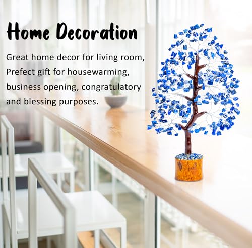 Crocon® Lapis Lazuli Crystal Tree of Life Birthday Gifts for Men, Dad, Friends Healing Crystals Spiritual Blue Shelf Crystal Decor Feng Shui Table Decor Gift for Men Housewarming Home Decor Gift - color: Lapis Lazuli (Sliver Wire )