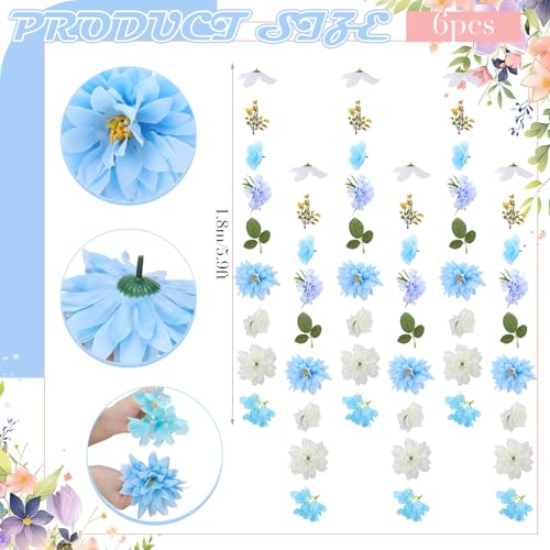 6 Pcs 35.4 Inch Artificial Hydrangea Flower Garlands with 3 Pcs 10 Ft Wedding Tulle Table Runner Wildflower Vines Floral Table Runner Garlands for Wedding Bridal Shower Spring Tea Party - style: Hydrangea