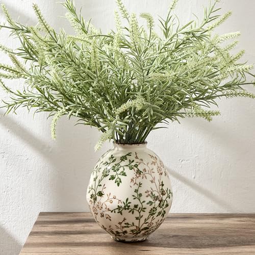 Green and Beige Antique Vase, 5.83 Inch Vintage Chinoiserie Floral Vase, Rustic Ceramic Vase for Home Decor, Living Room, Bookshelf, Office, Entryway, Garden, Chinoiserie Decor, Tuscan Decor - color: Beige and Green- 5.83"