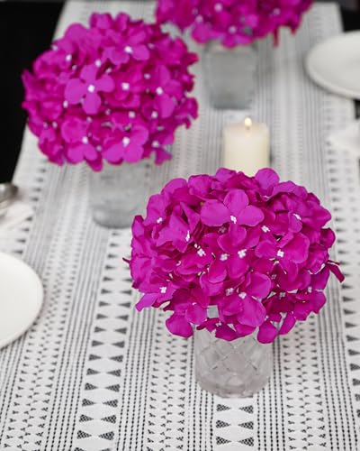 DuHouse 8.7" Silk Hydrangea Flower Heads with Stems Fake Hydrangeas Flowers for DIY Wedding Centerpiece Home Decor,Pack of 6(Dark Fuchsia) - color: Dark Fuchsia