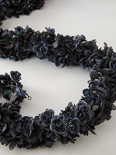 PARTY JOY 8pcs 65.6Ft Flower Garland, Fake Rose Vine Artificial Flowers Hanging Rose Ivy Garland for Room Wall Decor Hanging Baskets Wedding Arch Garden Background Decor - color: 8pc-black, size: 8PC