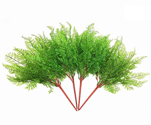 CATTREE Artificial Shrubs Bushes, Plastic Fern Leaves Persian Grass Fake Plants Wedding Indoor Outdoor Home Garden Verandah Kitchen Office Table Centerpieces Arrangements Christmas Decoration 4 pcs - color: Fern Leaves-4 Pcs