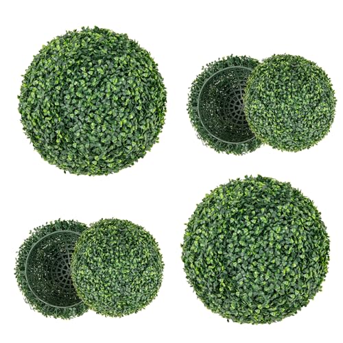 Goplus 2 PCS 16 Inch Artificial Plant Topiary Ball, Round Faux Boxwood Balls Outdoor, Fake Plant Sphere for Front Door, Porch, Backyard, Balcony, Patio, Garden, Wedding and Home Décor - size: 16 Inch