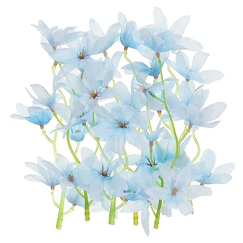 PATIKIL 7 Inch Artificial Orchid Flower, 24 Pcs Floating Candles Simulation Flower Cylinder Vase Fillers for Home Wedding Decoration, Blue - color: Blue