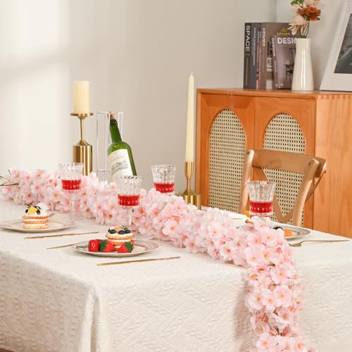 Sunm Boutique Cherry Blossom Garland 6-Pack 35.4 Ft Cherry Blossom Hanging Vine Silk Sakura Vines Garland for Wedding Party Decor, Pink - color: Pink, size: Pack of 6