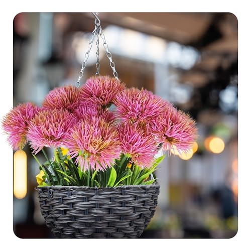 pson 10Pcs 11 Inch Artificial Dandelion Flowers, Faux Plastic Bouquets Shrubs for Home, Wedding, Garden, Party, Indoor/Outdoor Decoration(Pink) - color: Pink