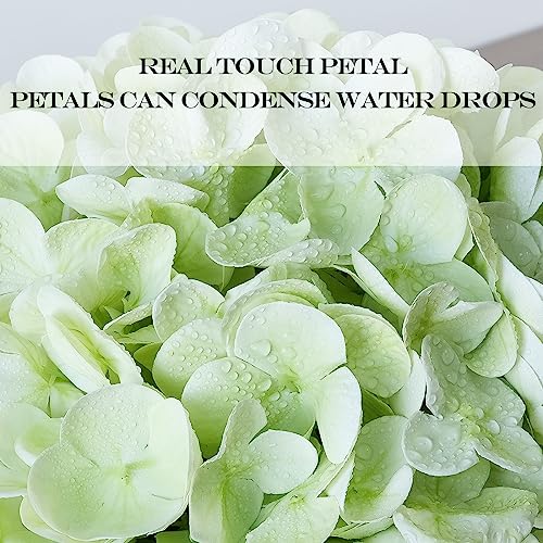 JINWOE 3Pcs Light Green Faux Hydrangea Flowers,21" Latex Real Touch Large Silk Royal Hydrangea Artificial Flowers,Spring Fake Flowers Bouquet for Centerpieces Table Wedding Kitchen Home - color: Green, size: 3pcs