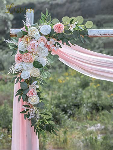 Lisuun Wedding Arch Flowers, Artificial Flowers for Decoration, Large Flower Swag for Boho Styles Wedding Ceremony Floral Decor - Pack of 2 - color: Fleshy Pink